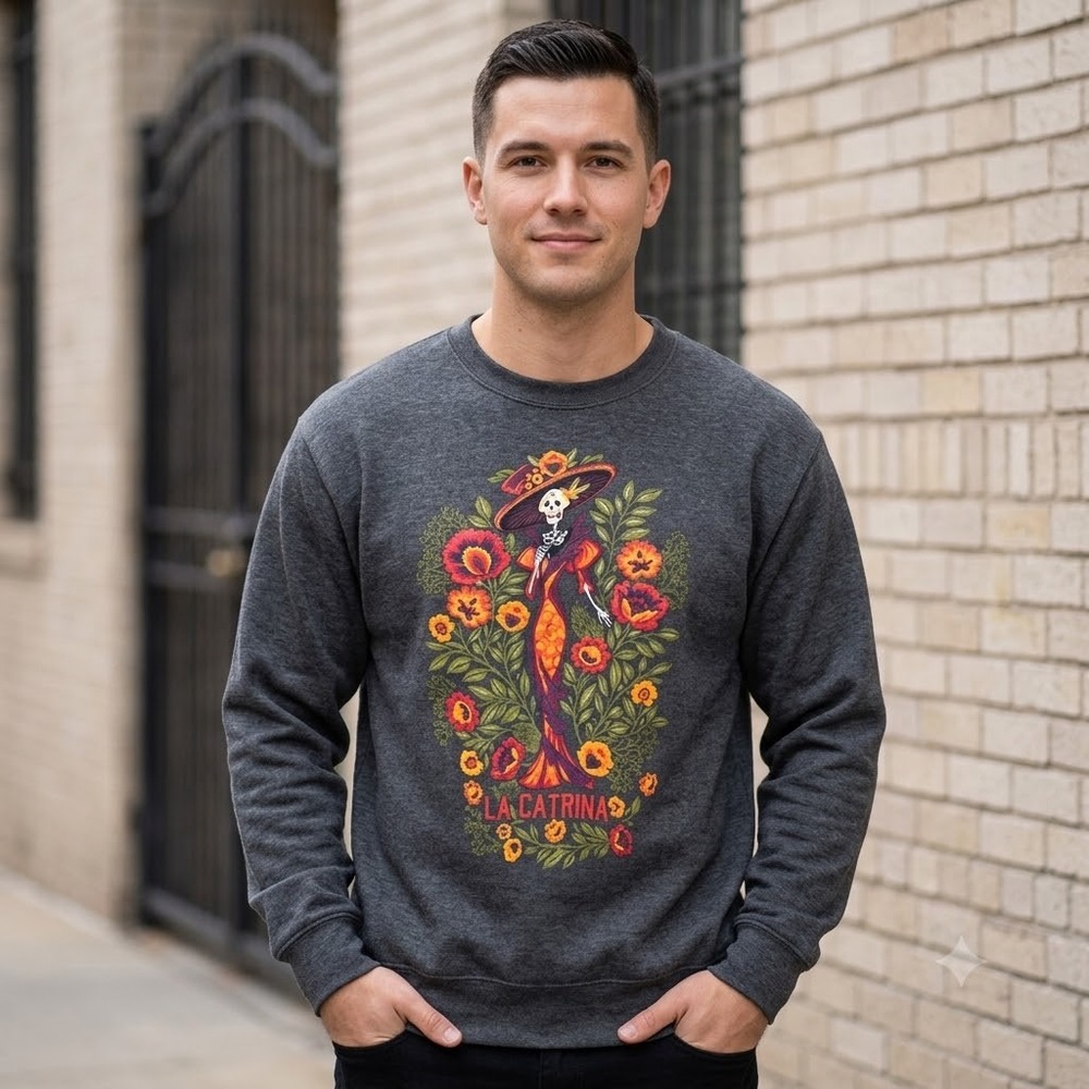 Hasta Siempre La Catrina Mariachi Skeleton Graphic Sweatshirt Charcoal Large